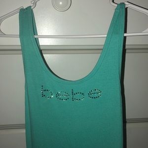 Bebe Swarovski logo tank top